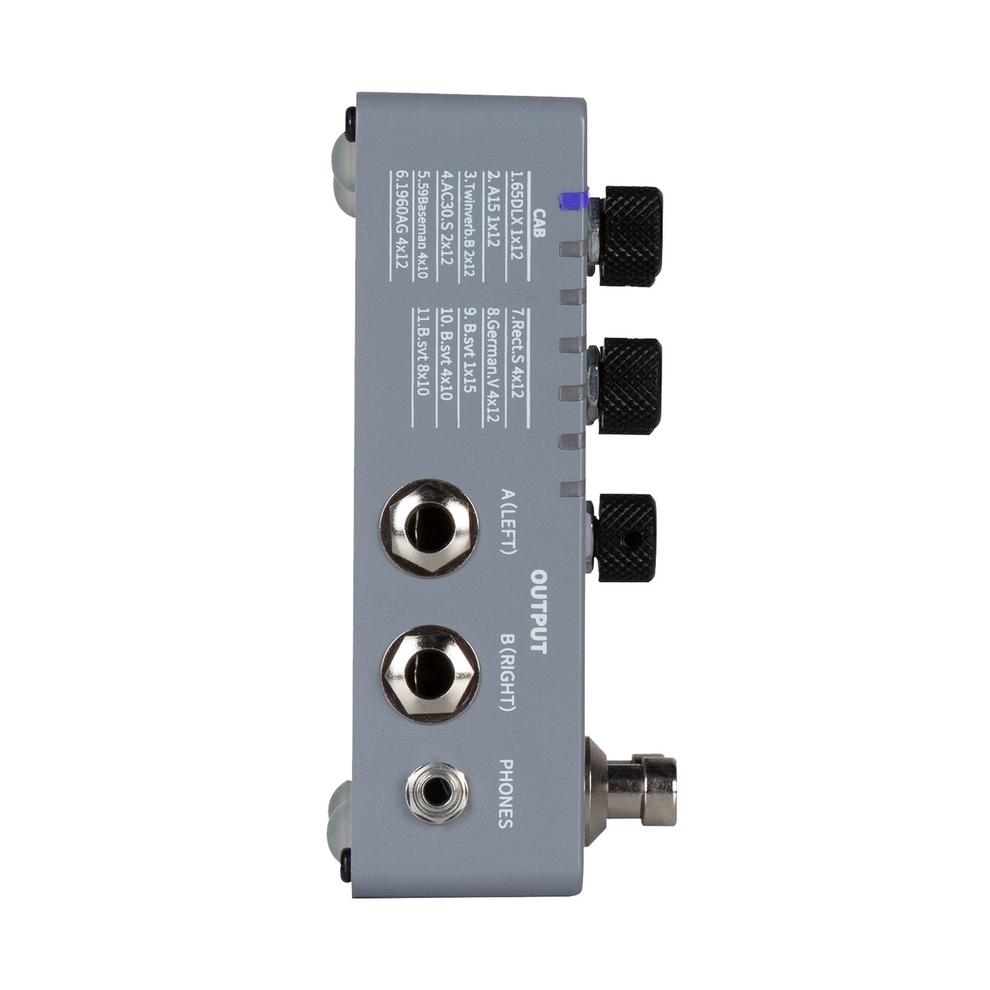 Pédale CAB X2, simulateur d'enceintes et de réponses impulsionnelles, 14 presets, 11 simulations d'enceinte préinstallées, gris