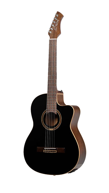 RCE238SN-BKT, Slim Neck, pan coupé, EQ MagusPro, table épicéa massif, manche acajou, sillet 48 mm, housse, noir brillant