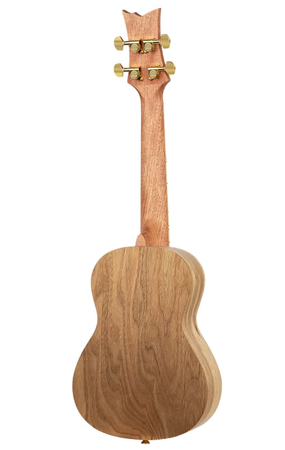 RUAR-BI, modèle Concert, table épicéa avec motif custom, fond & éclisses catalpa, manche nato, motif"oiseaux" satiné