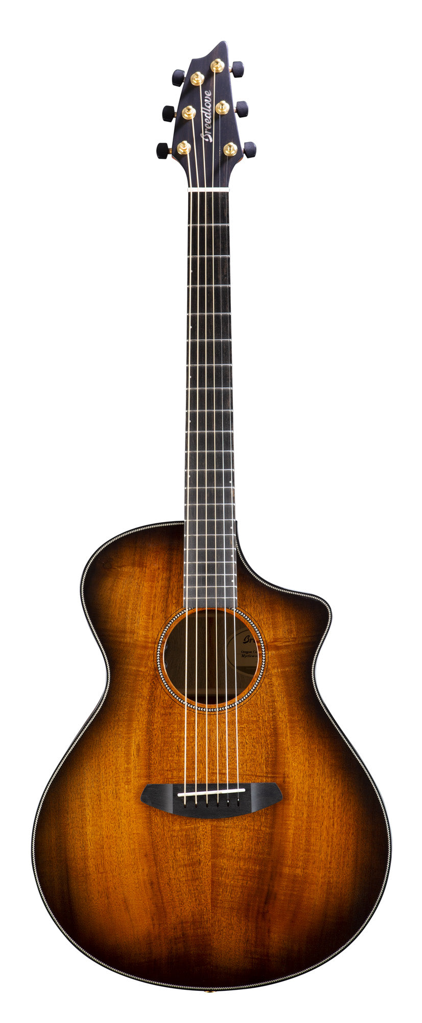 OREGON CONCERT BOURBON CE, table myrtlewood massif, f/e myrtlewood massif, EQ LR Baggs EAS VTC, étui, bourbon burst brillant