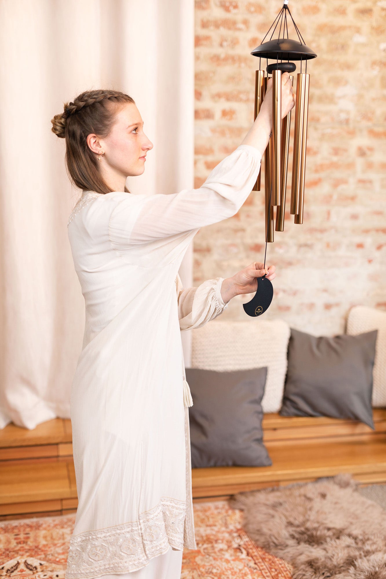 CHIMES SONIC ENERGY MOON 32", BRONZE