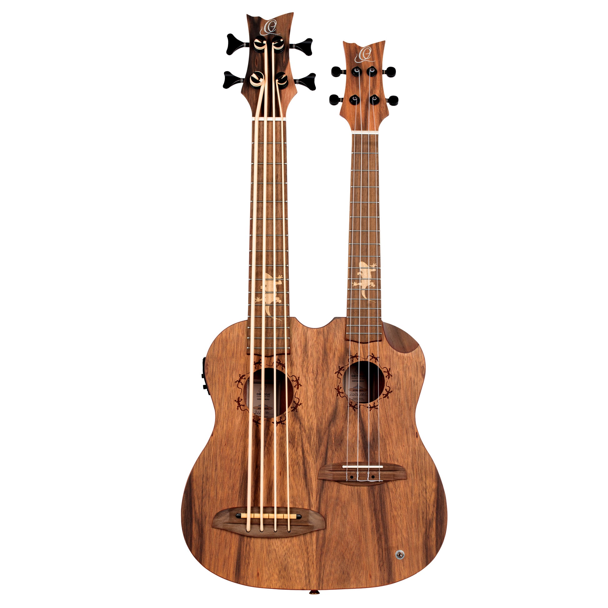 HYDRA-BSTE, modèle double manche (Basse 4 cordes / Ténor 4 cordes), EQ Ortega Custom, table dao, fond et éclisses dao, housse