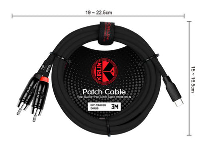 Câble patch USB-C/2x RCA, 3 mètres, noir