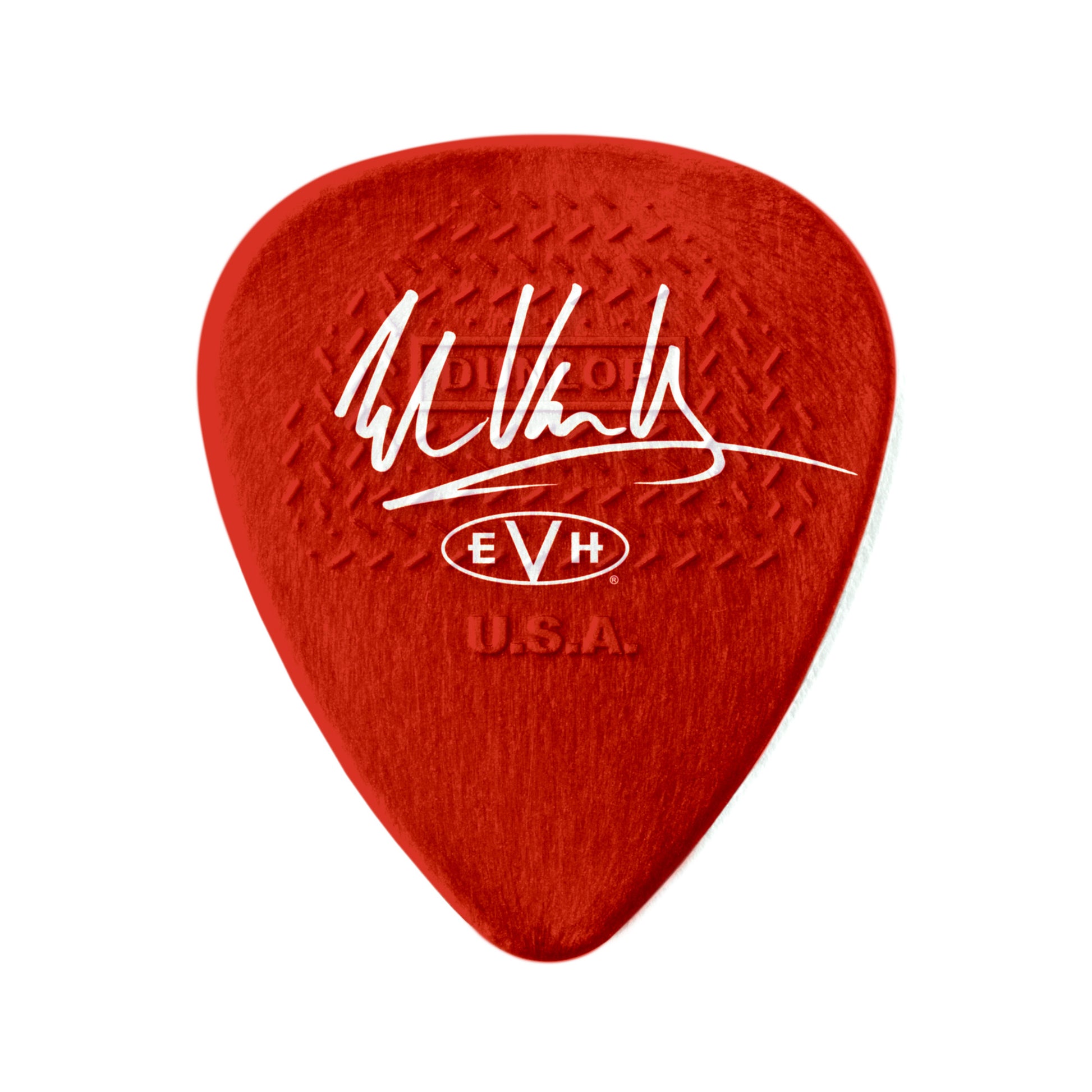 Sachet Variety Pack de 6 médiators EVH 5150 MAX-GRIP Nylon 0.60 mm (graphisme rouge à bandes noires et blanches)