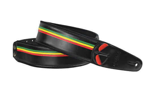 Courroie modèle REGGAE, série limitée, extérieur synthétique, largeur 6 cm, longueur 100 à 145 cm, porte-médiators intégré, noir