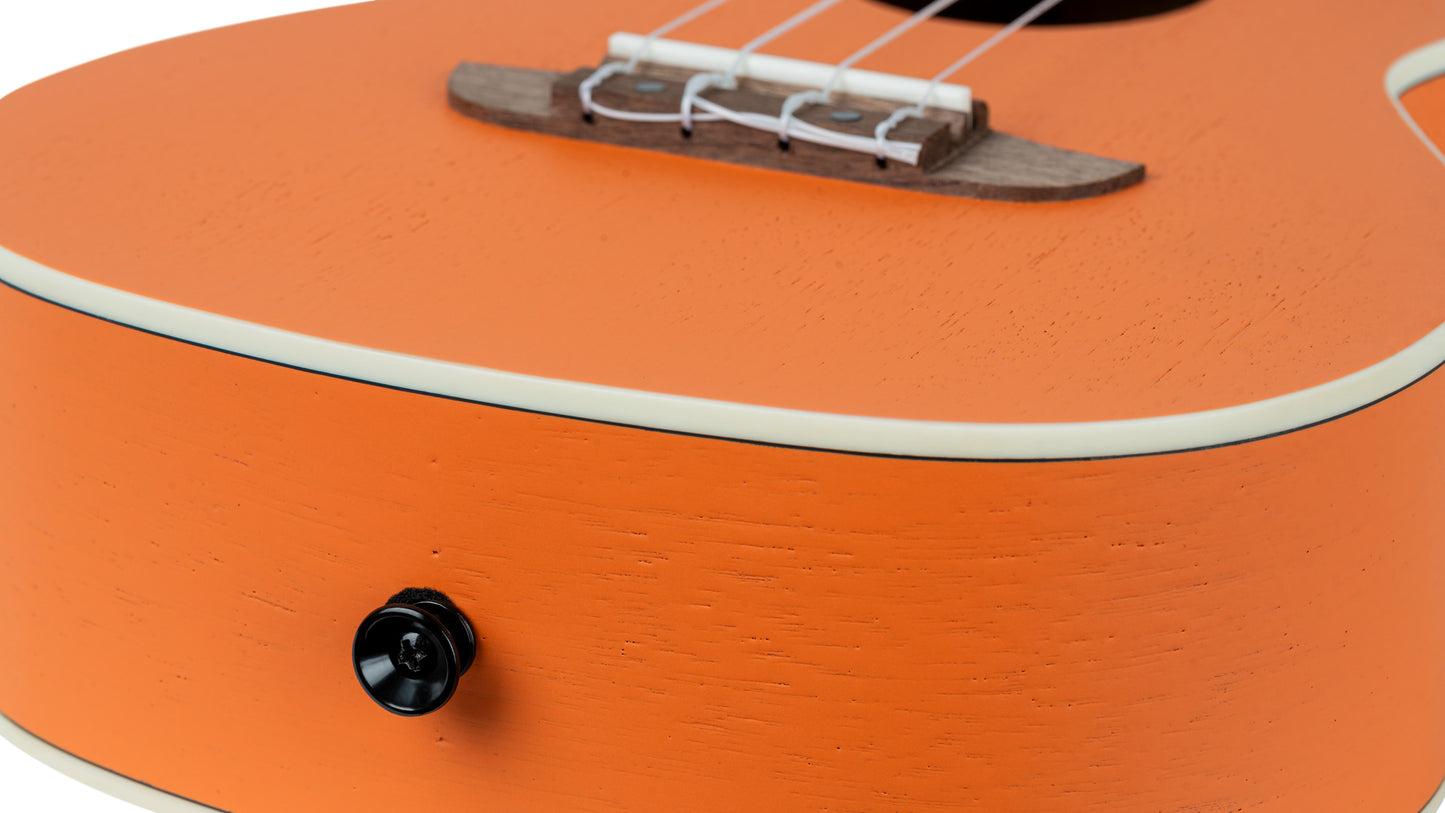 RUHW, édition Halloween, modèle Concert, table acajou, fond & éclisses acajou, incrustation citrouille, orange satiné