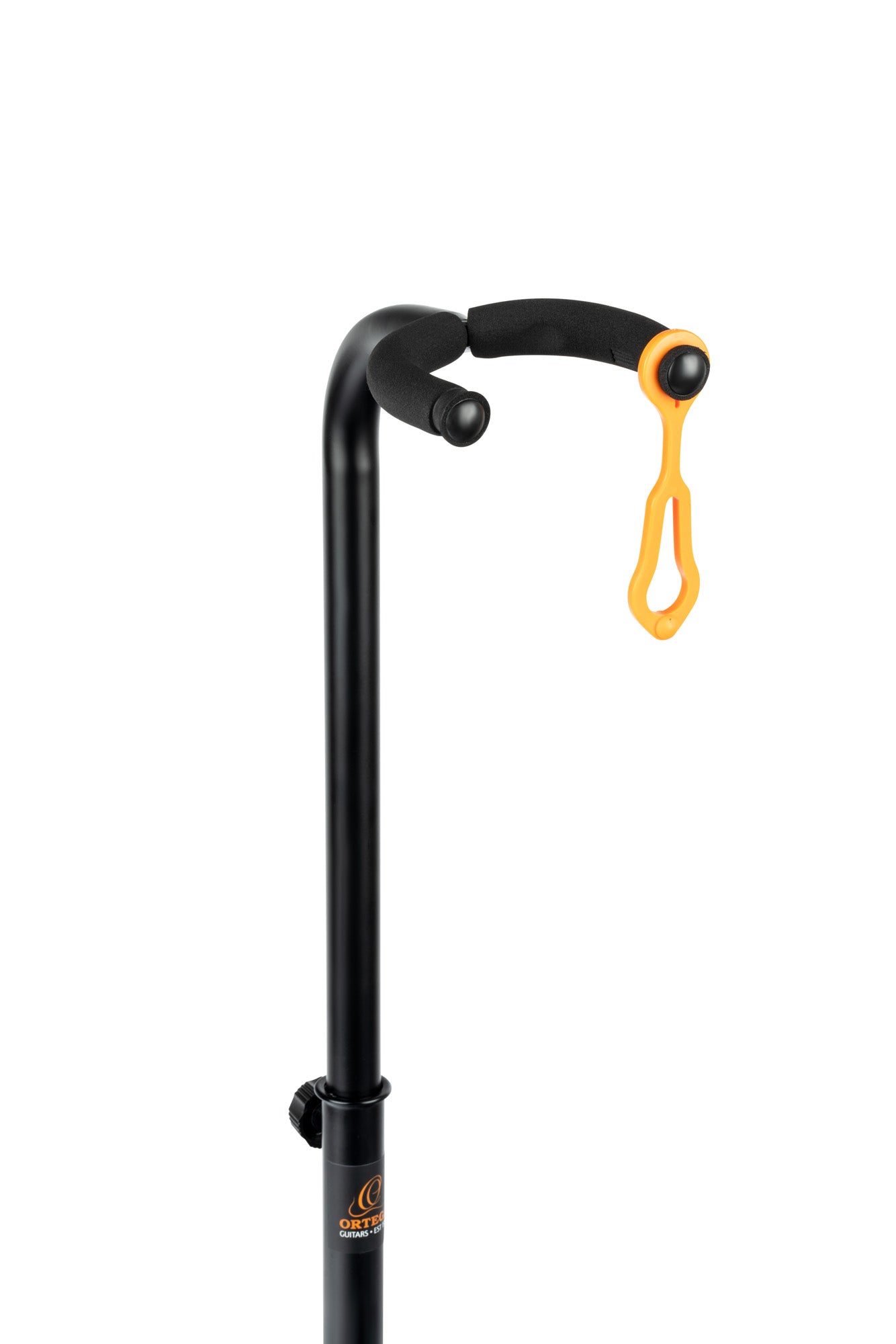 Support pour guitares, solide et léger, repliable, étriers avec revêtement néoprène, noir et orange