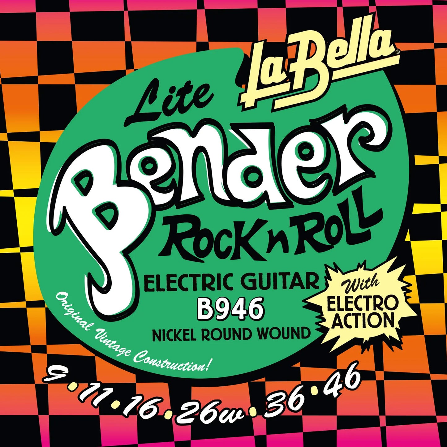 Jeu pour guitare électrique THE BENDER, acier plaqué nickel, Super Bender (9-11-16-26-36-46), nickel filé rond