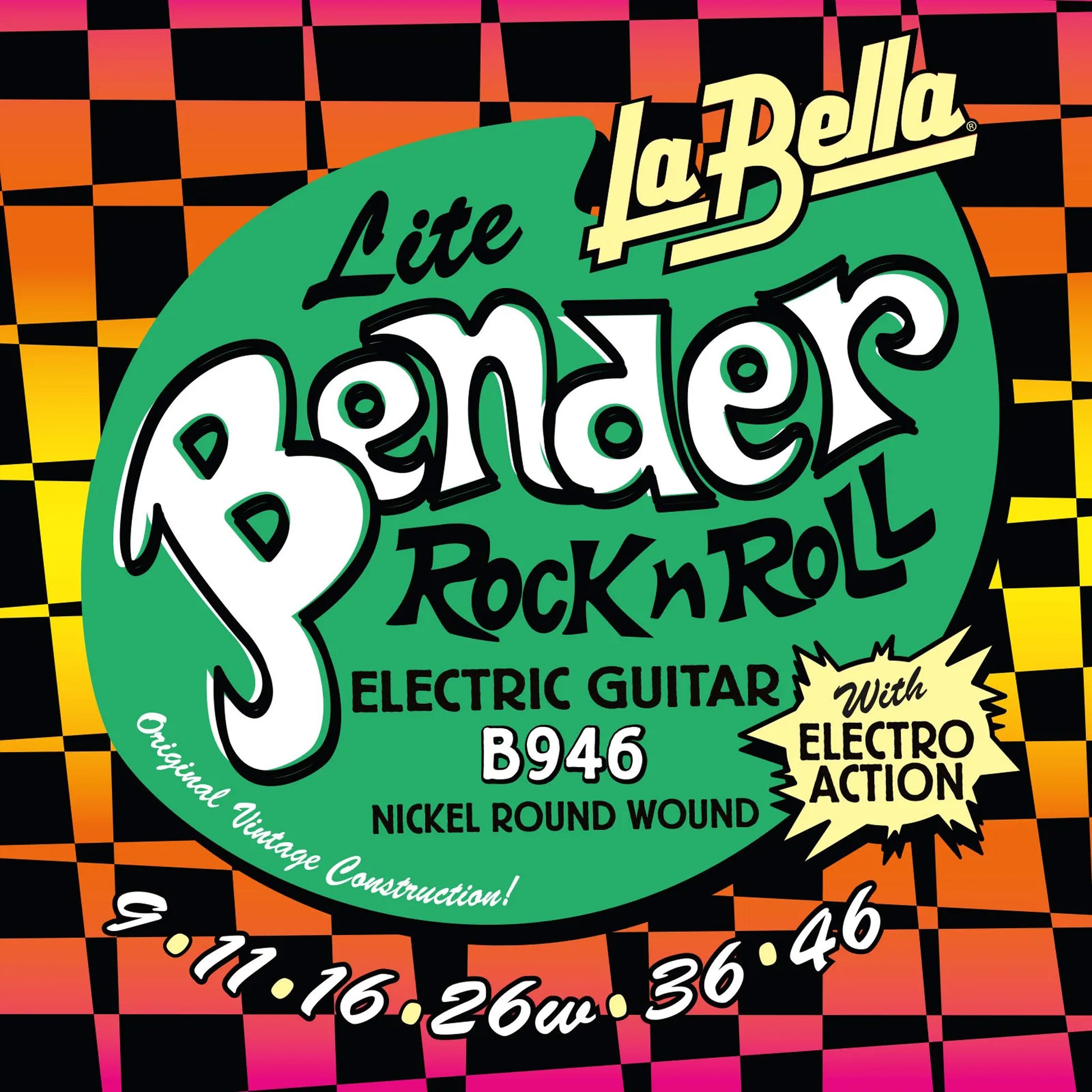 Jeu pour guitare électrique THE BENDER, acier plaqué nickel, Super Bender (9-11-16-26-36-46), nickel filé rond