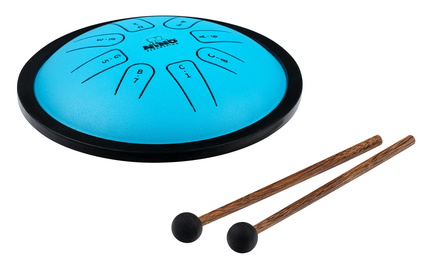 Small tongue drum bleu NINO Do mineur avec mailloches en caoutchouc et sac de transport