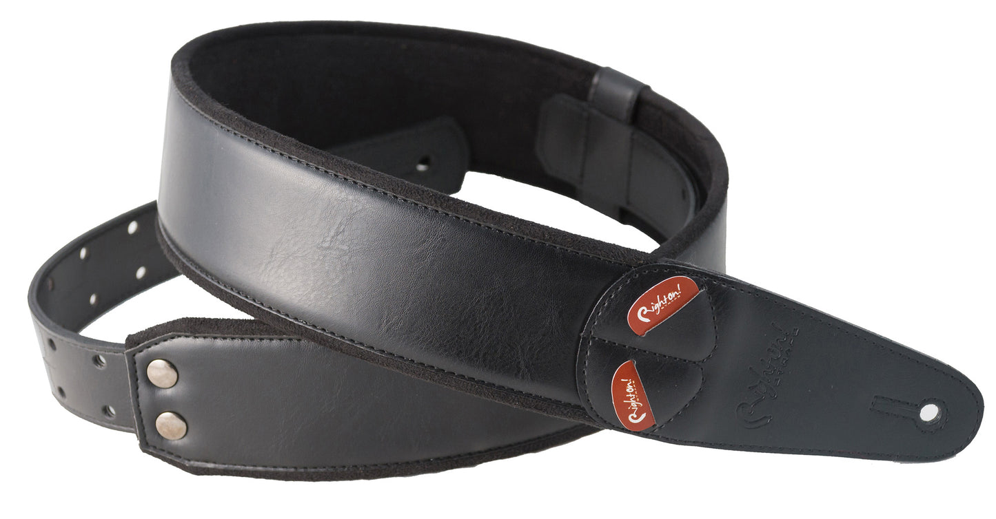 Courroie modèle CHARM, extérieur synthétique, largeur 6 cm, longueur 100 à 145 cm, porte-médiators intégré, noir