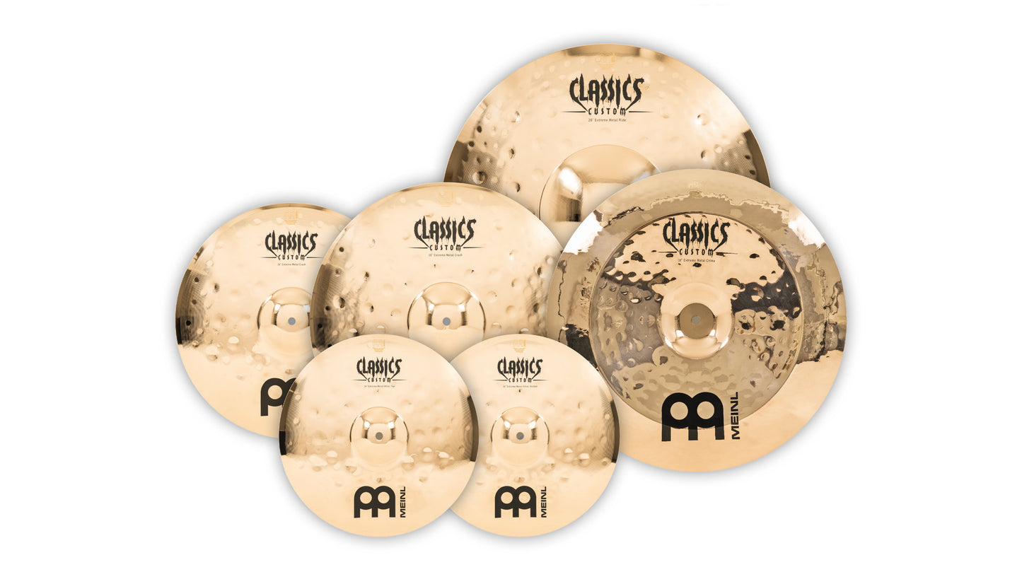 Pack de cymbales étendu Meinl Classics Custom Extreme Metal 14"16"18"18"20" alliage bronze B12 fini brilliant