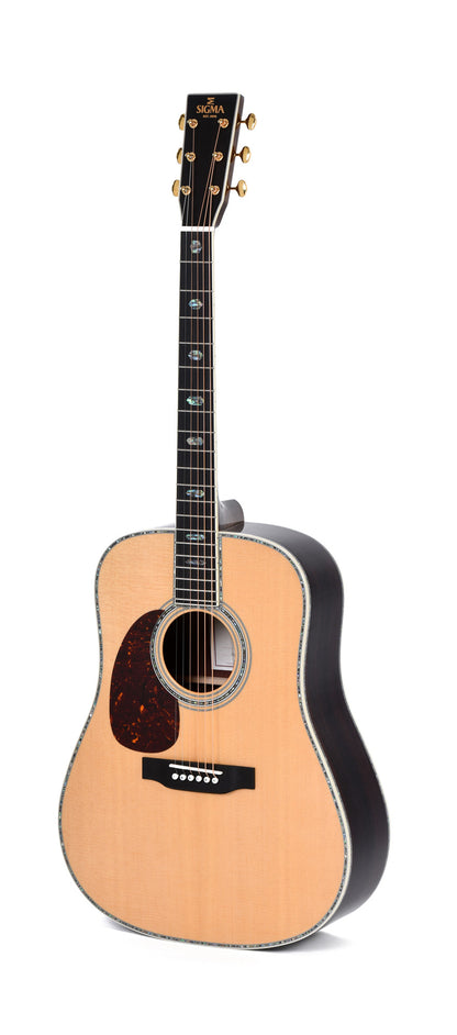 Modèle SDR-45L, Dreadnought, table épicéa massif, f/e palissandre massif, touche ébène, étui, naturel brillant, gaucher