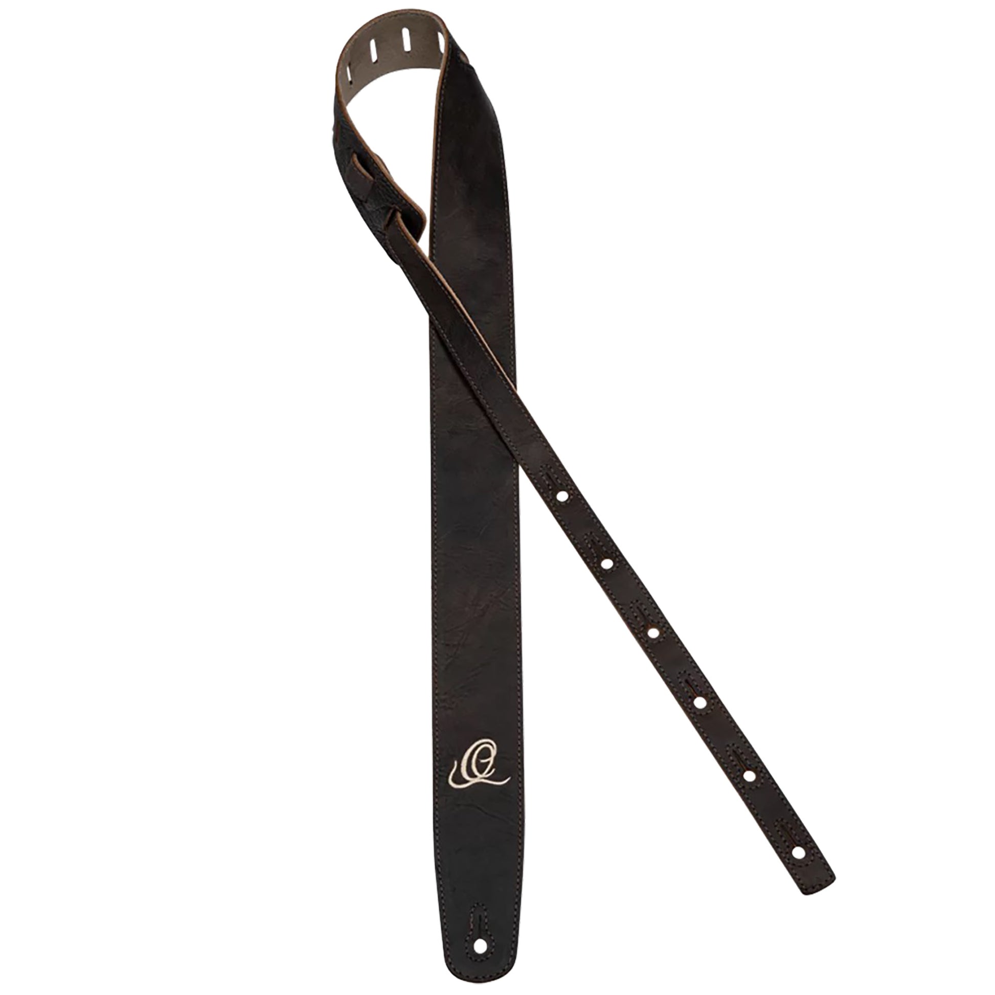 OSSU-70, courroie guitare, série Suede, face & dos cuir suédé, largeur 6 cm, longueur de 92 à 145 cm, patina bronze