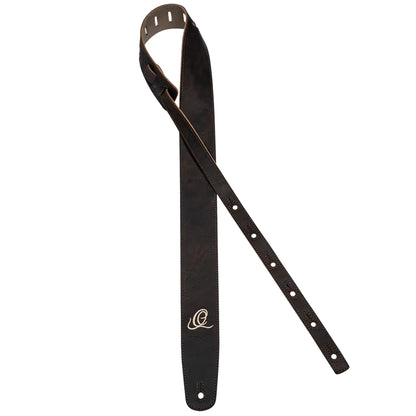 OSSU-70, courroie guitare, série Suede, face & dos cuir suédé, largeur 6 cm, longueur de 92 à 145 cm, patina bronze
