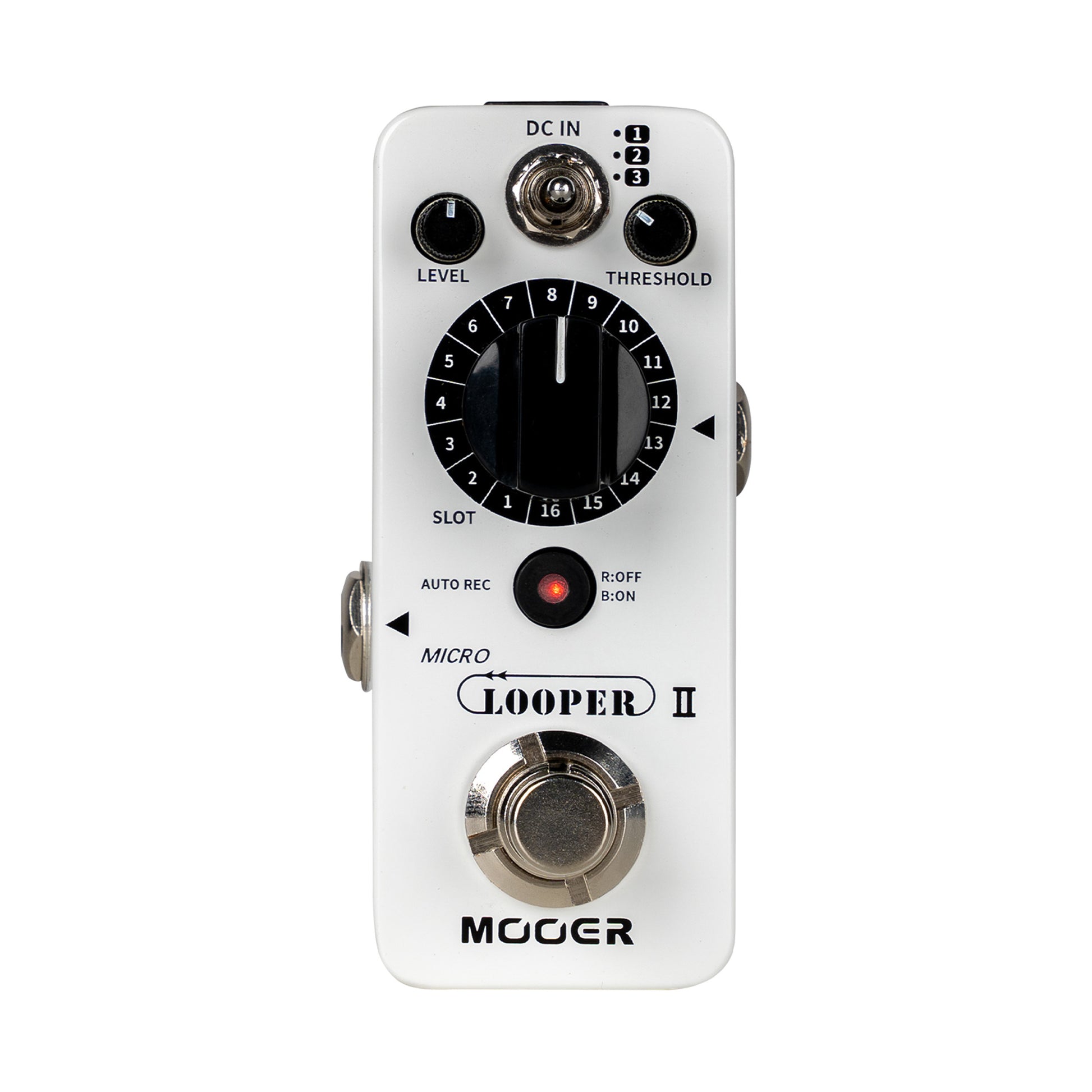 Pédale MICRO LOOPER II, looper, 48 emplacements permettant jusqu'à 10 minutes d'enregistrement chacun, blanc