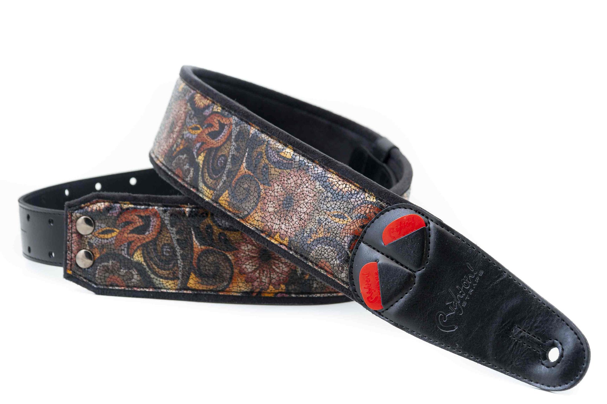 Courroie modèle CRUNCH, extérieur synthétique, largeur 6 cm, longueur 100 à 145 cm, porte-médiators intégré, noir