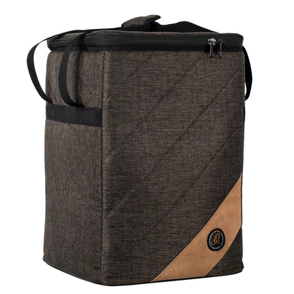 OGBCJ-MO, housse cajon Ortega Premium sac à dos, toile de coton rembourrée (10 mm) avec inserts en cuir suédé, mocca