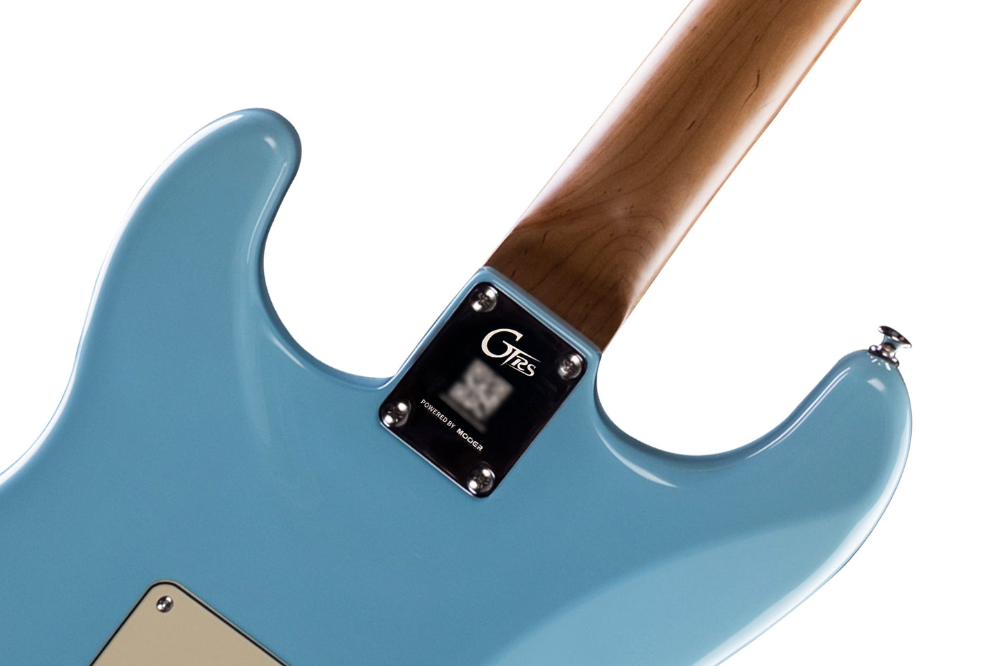 GTRS P800, corps aulne, manche érable flammé torréfié, touche palissandre, micros et processeur GTRS, tiffany blue