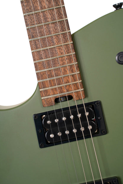 MBM-2HG-B, signature Matt Bellamy, corps tilleul, manche érable, micros,"Kill" bouton, gaucher, vert olive satiné