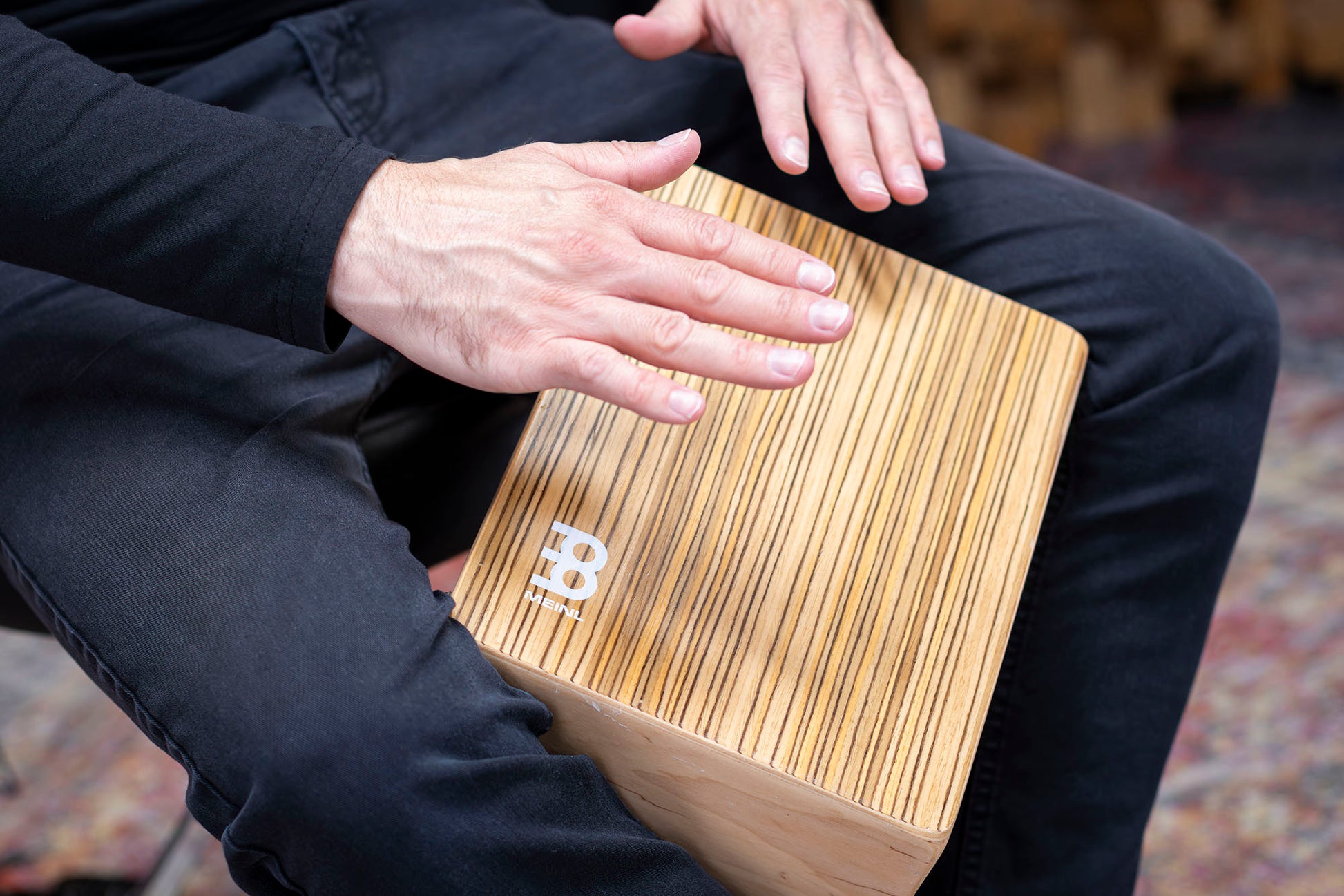 Boxito Meinl série Bongo/Cajon en zebrano exotique et bouleau baltique, instrument réversible 1 côté bongo et 1 côté cajon