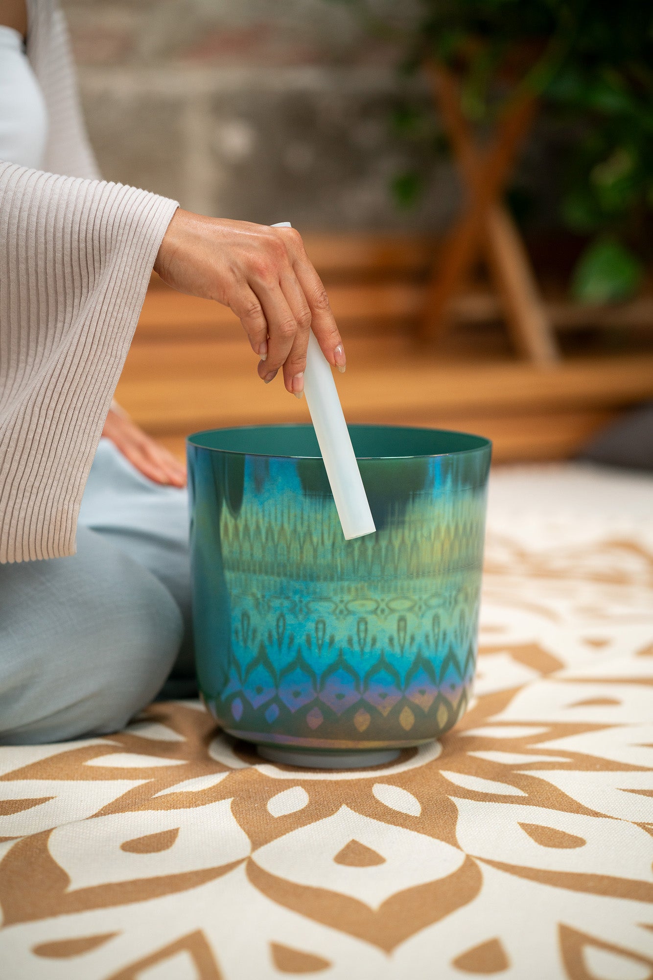 SINGING BOWL SONIC ENERGY ESSENCE CRYSTAL 8" NOTE F3, BLEU MENTHE, CHAKRA COEUR