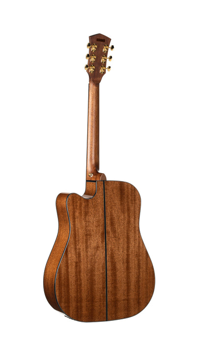 GOLD-DC6, forme Dreadnought pan coupé, table épicéa Sitka massif torréfié, f/e acajou massif, EQ Fishman Flex Blend, naturel