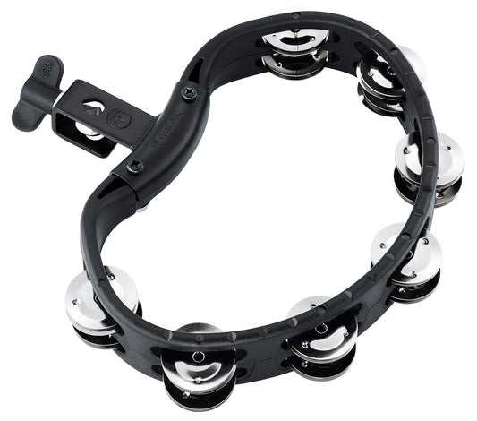 Tambourin Headliner ABS demi lune, 2 rangées de cymbalettes acier inoxydable, avec attache, noir