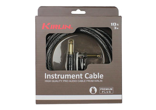 Câble instrument PREMIUM PLUS WAVE Jack/Jack coudé, 6 mètres, noir et blanc