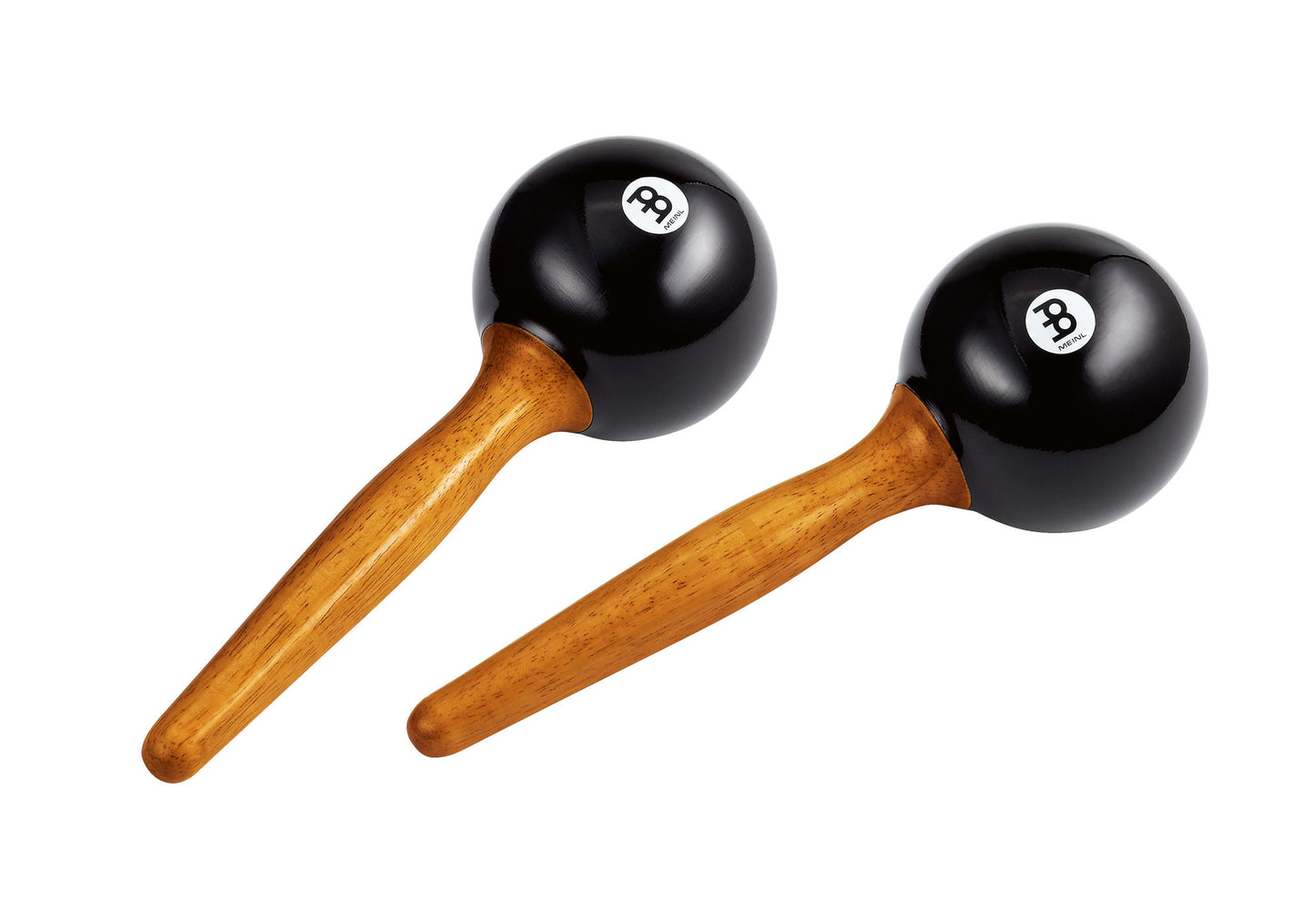 Paire de maracas Studio, manche bois, tête plastique, modèle rond, noir