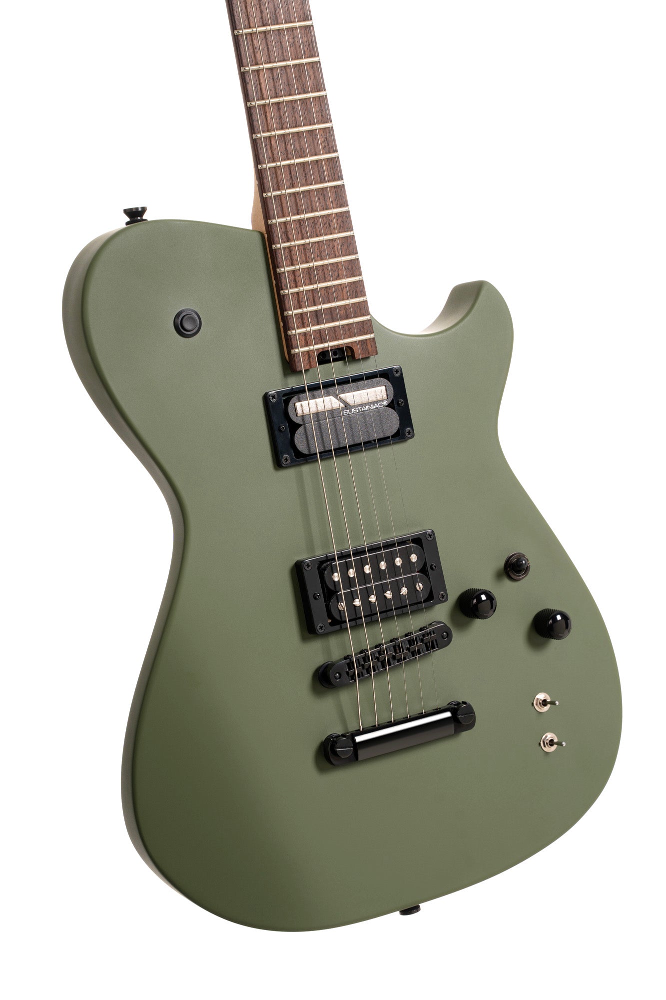 MBM-2H-B-SUS, signature Matt Bellamy, corps tilleul, manche érable, micros Manson & Sustainiac,"Kill" bouton, vert olive satiné