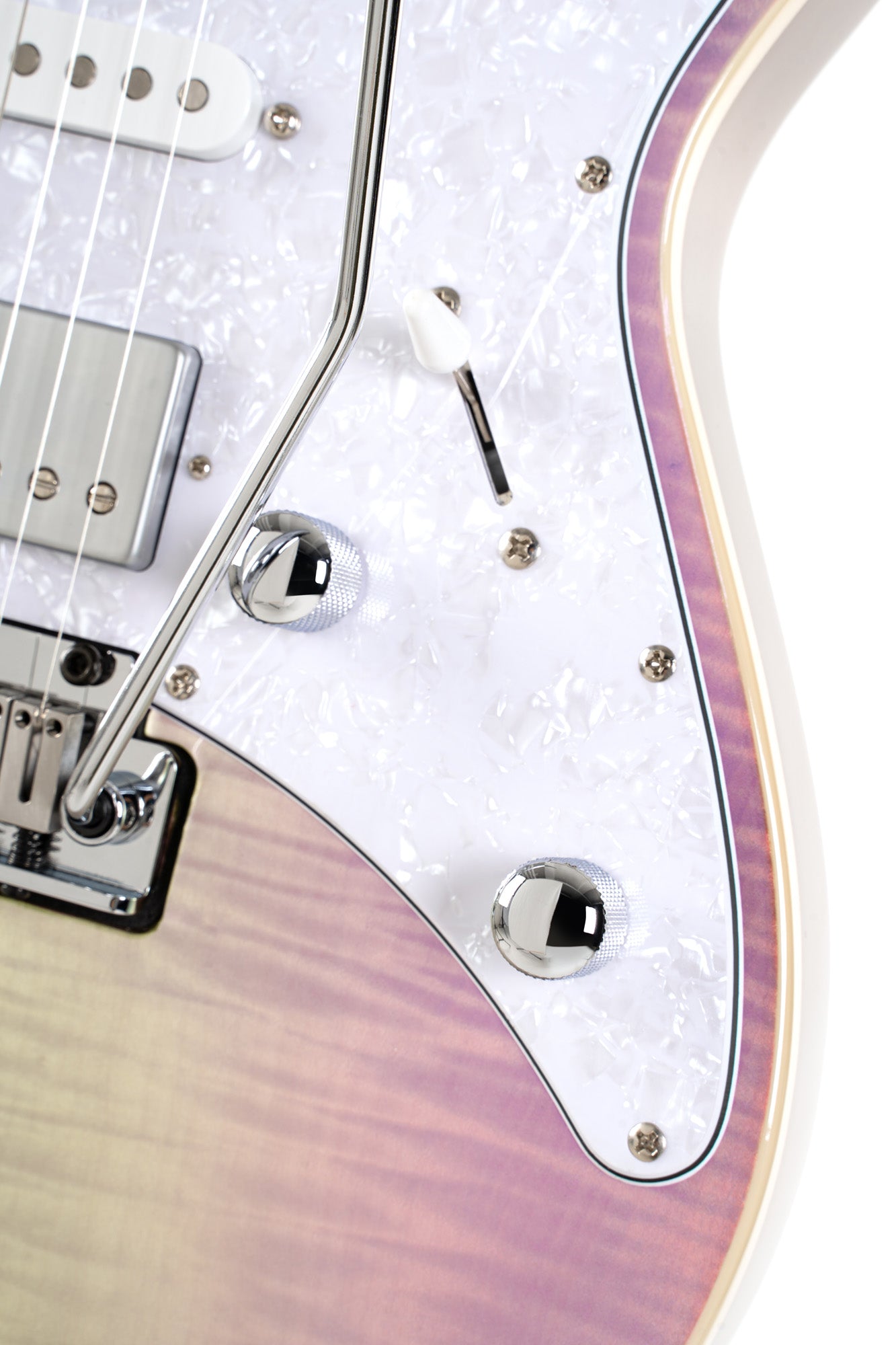 G280 SELECT, corps aulne, table érable flammé, 2 micros simples et 1 double Voiced Tone, trans chameleon purple