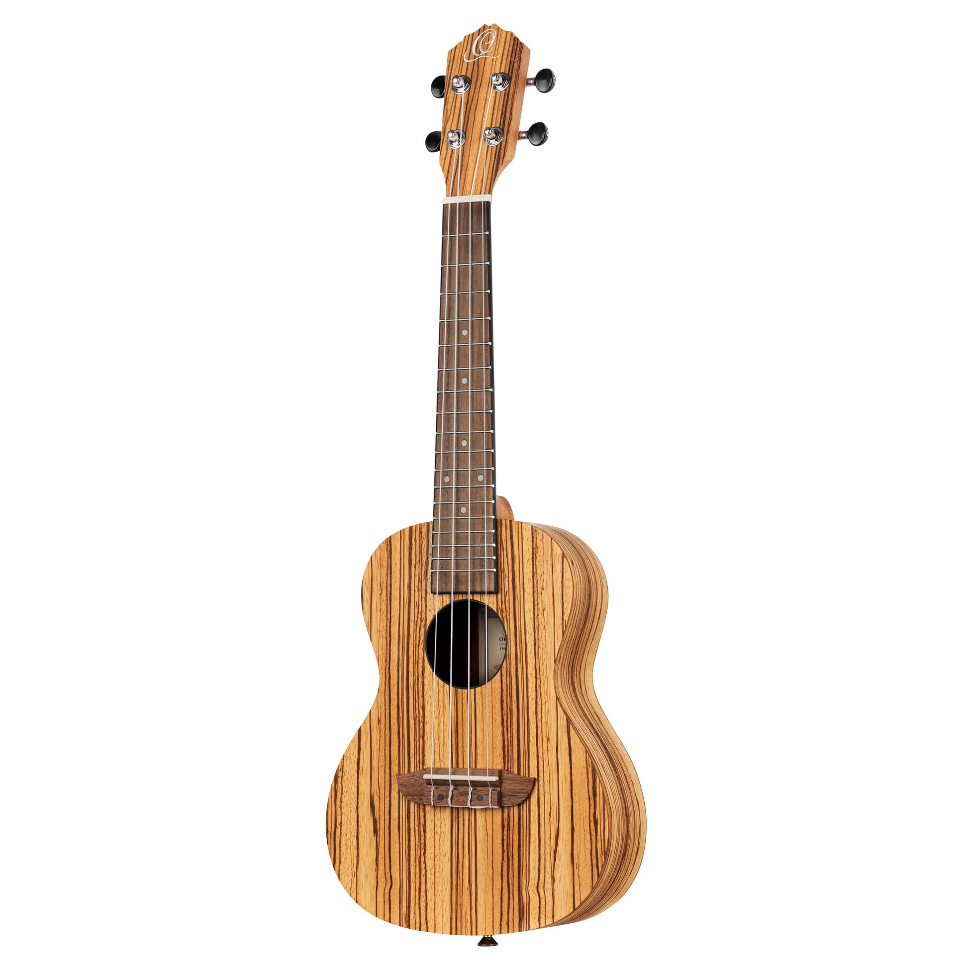 RFU11Z, modèle Concert, table zebrawood, fond & éclisses zebrawood, manche acajou, housse, naturel satiné