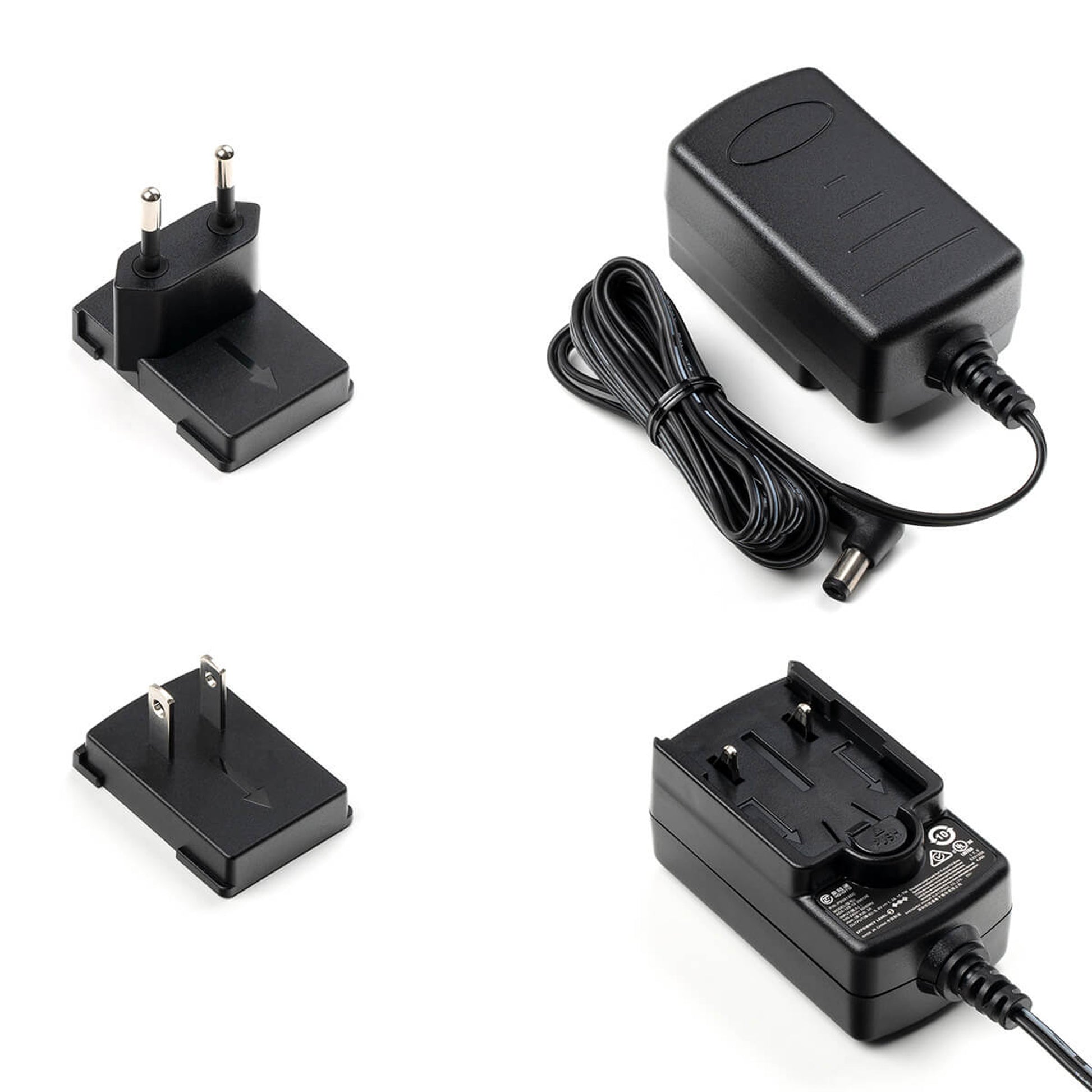 Alimentation 9V DC 1.3A, 100-240V, livrée avec deux fiches interchangeables (EU/US)