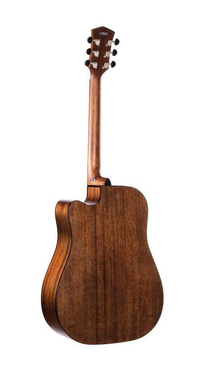 CORE-DC, forme Dreadnought, table acajou massif, f/e acajou massif, EQ Fishman Sonitone, soft case, noir dégradé pores ouverts