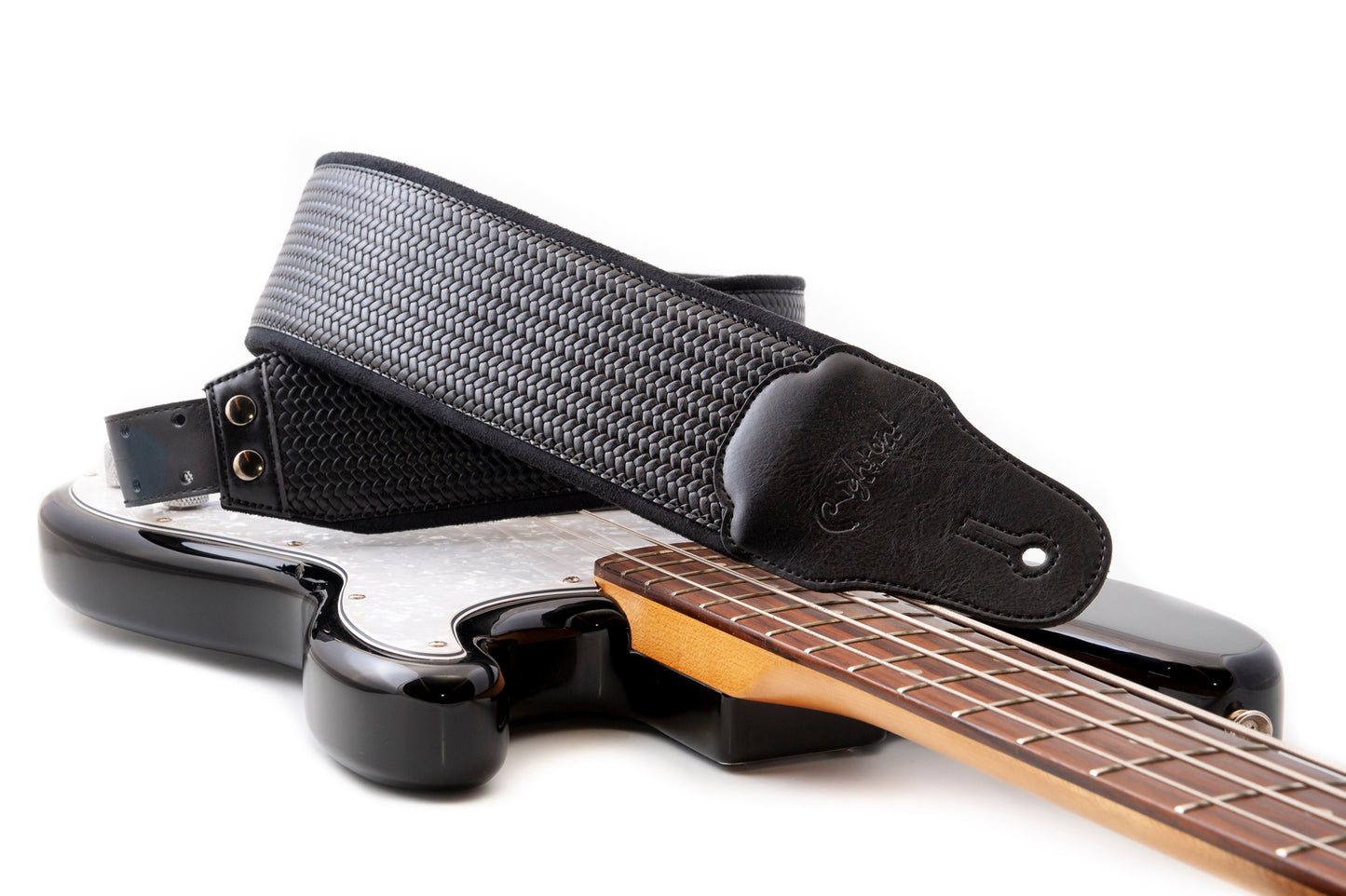 Courroie modèle B-BOND 80, extérieur synthétique, largeur 8 cm, longueur 95 à 150 cm, porte-médiators intégré, noir