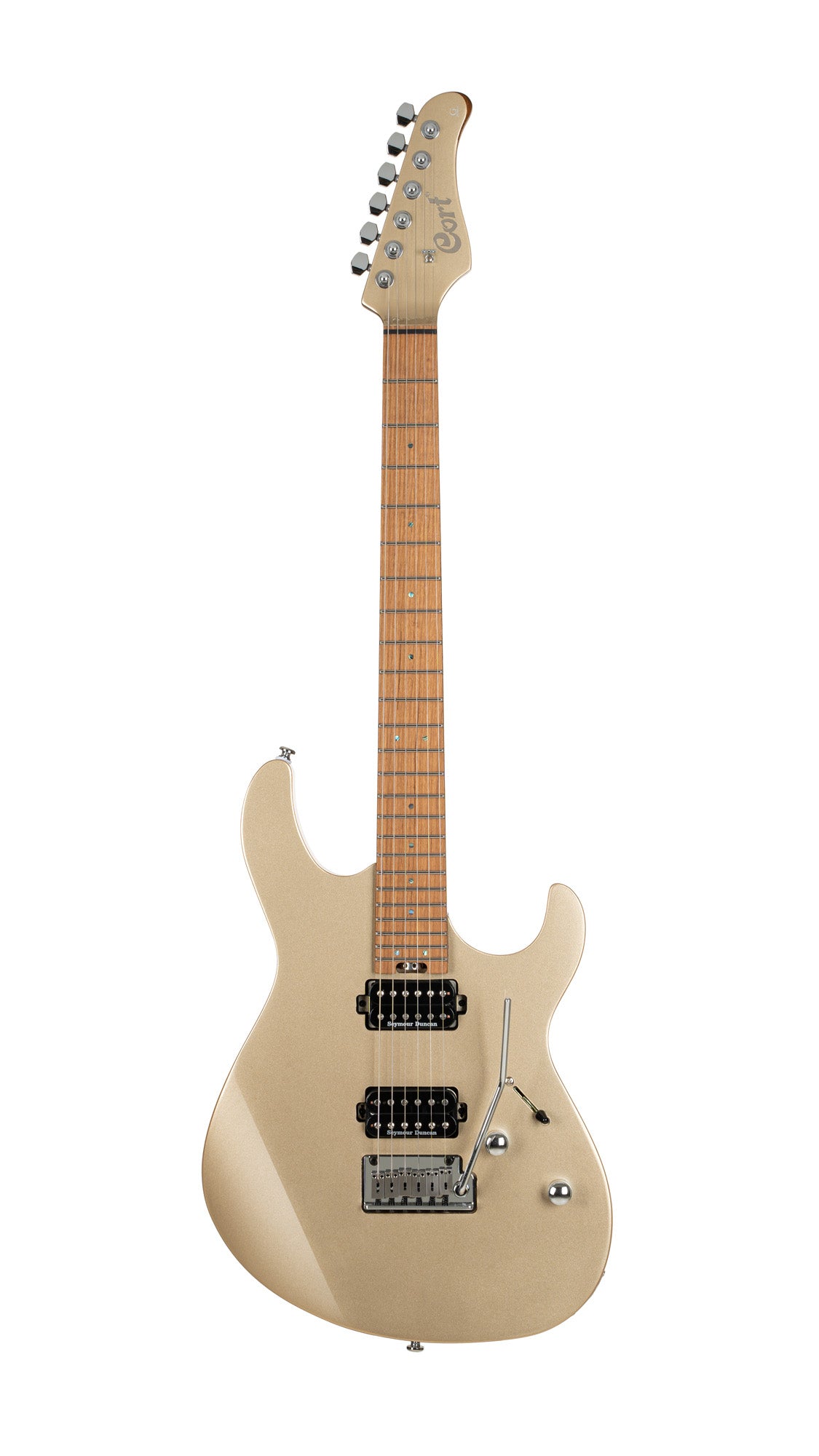 G300 PRO, corps tilleul, table érable massif, manche et touche érable torréfié, 2 micros Seymour Duncan, metallic gold