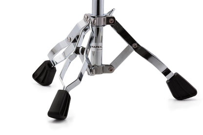 Support caisse claire Venus, angle ajustable par paliers, pied à double embase, chrome