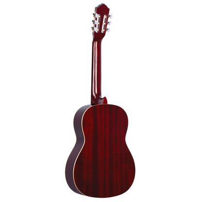 R121, table épicéa, fond & éclisses acajou, manche acajou (sillet 52 mm), housse, bordeaux brillant