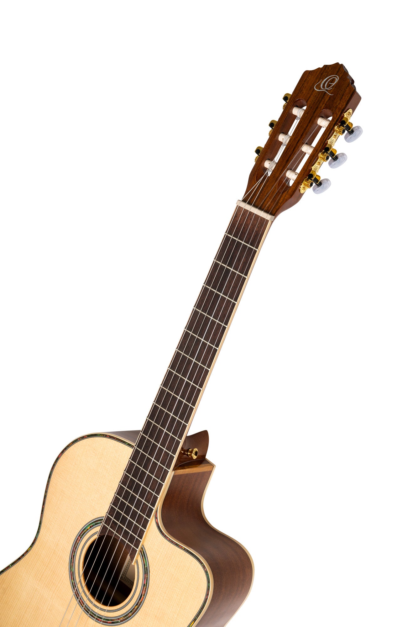 RCE141, pan coupé, EQ Ortega MagusPro, table épicéa massif, manche nato (52 mm), housse, naturel brillant