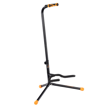 Support pour guitares, solide et léger, repliable, étriers avec revêtement néoprène, noir et orange
