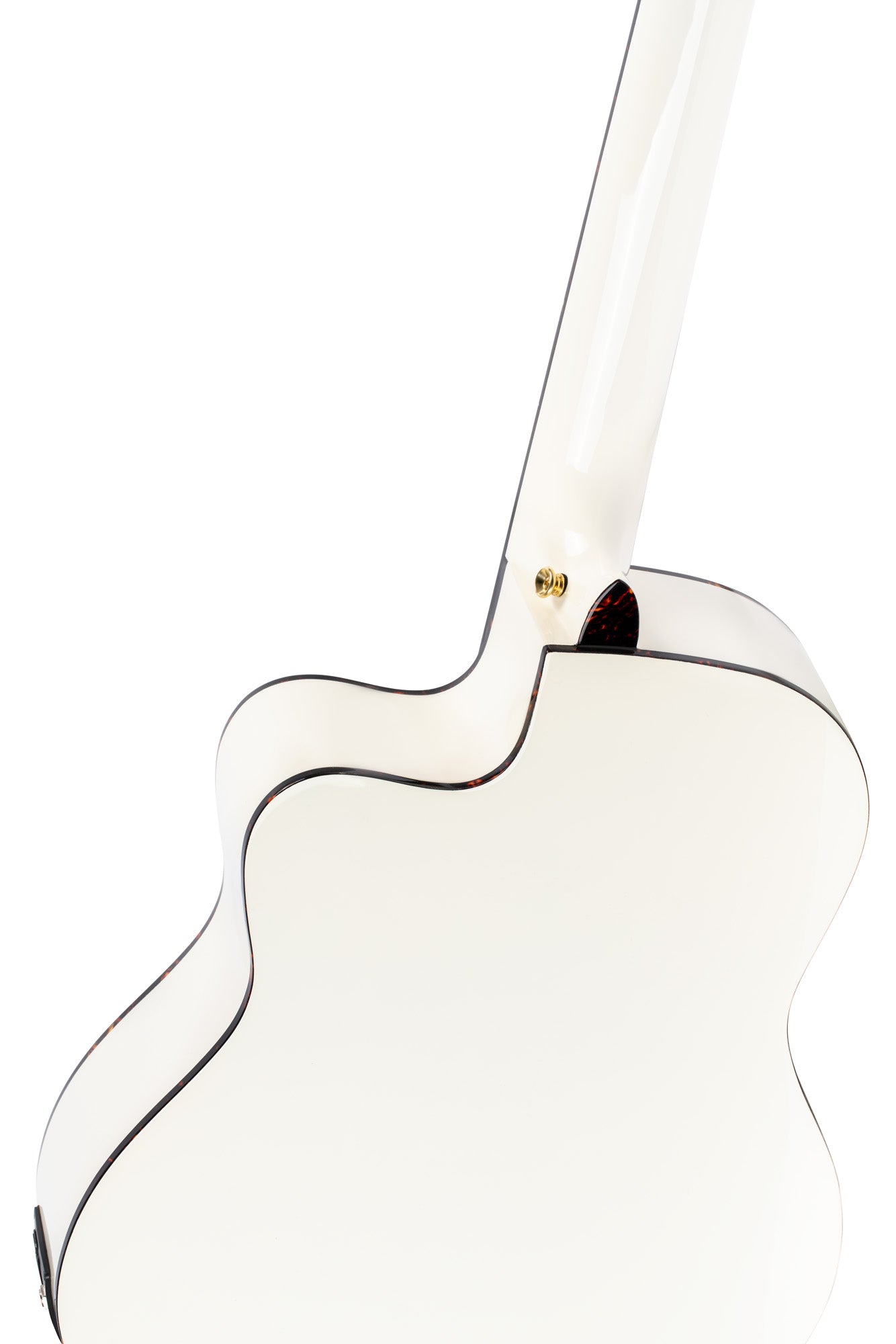 RCE145, modèle à caisse fine, pan coupé, EQ MagusPro, table épicéa massif, manche acajou (sillet 48 mm), blanc brillant