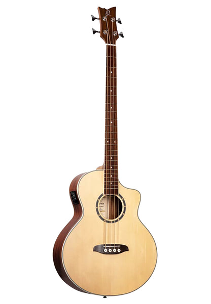 D7CE-4, basse 4 cordes, pan coupé, EQ Ortega MagusPro, table épicéa, f/e acajou, manche acajou, naturel satiné