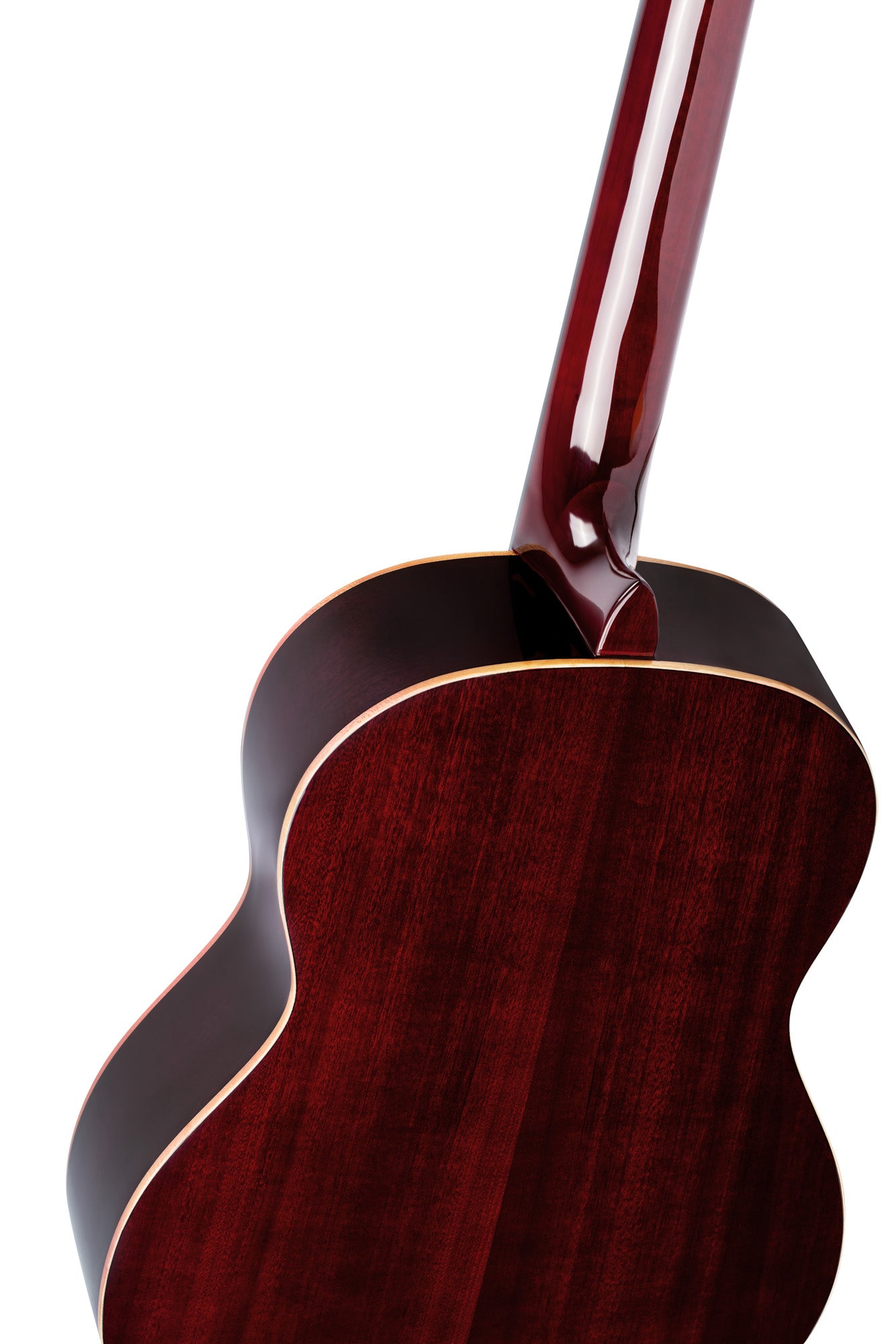 R131SN, modèle Slim Neck, table cèdre rouge massif, fond & éclisses acajou, manche acajou (sillet 48 mm), housse, bordeaux tr.