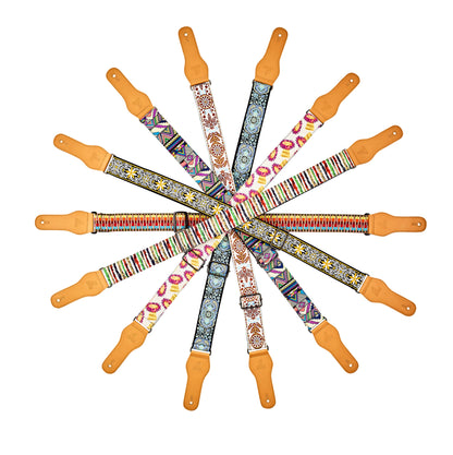 Courroie guitare, 100% coton, extrémités simili cuir, largeur 4.9 cm, longueur jusqu'à 158 cm, 70's psycho