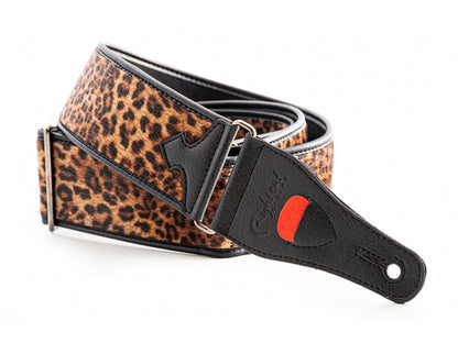 Courroie modèle LEOPARD, synthétique, rembourrée, largeur 6 cm, longueur 95 à 150 cm, porte-médiators intégré, léopard