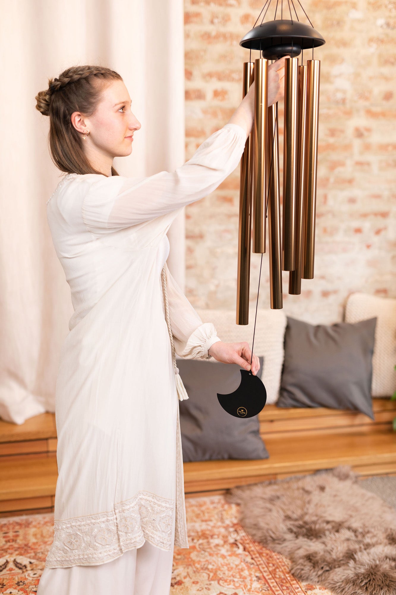 CHIMES SONIC ENERGY MOON 44",BRONZE