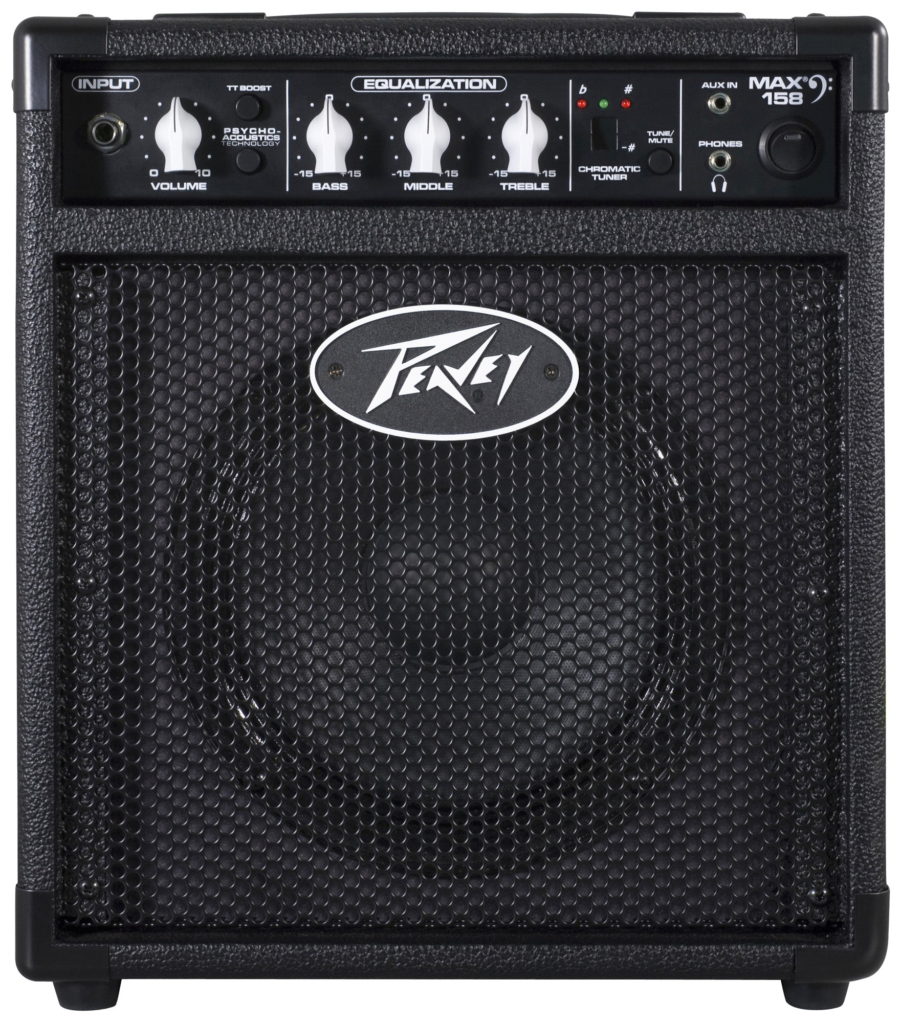 Ampli basse électrique 20W, HP 1x 8", EQ 3 bandes, entrée jack, entrée auxiliaire, finition noir