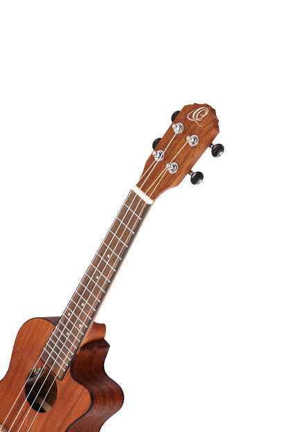 RU5MM-CE, modèle Concert pan coupé, EQ MagusUke, table sapele avec motif, f/e sapele, manche acajou, naturel satiné