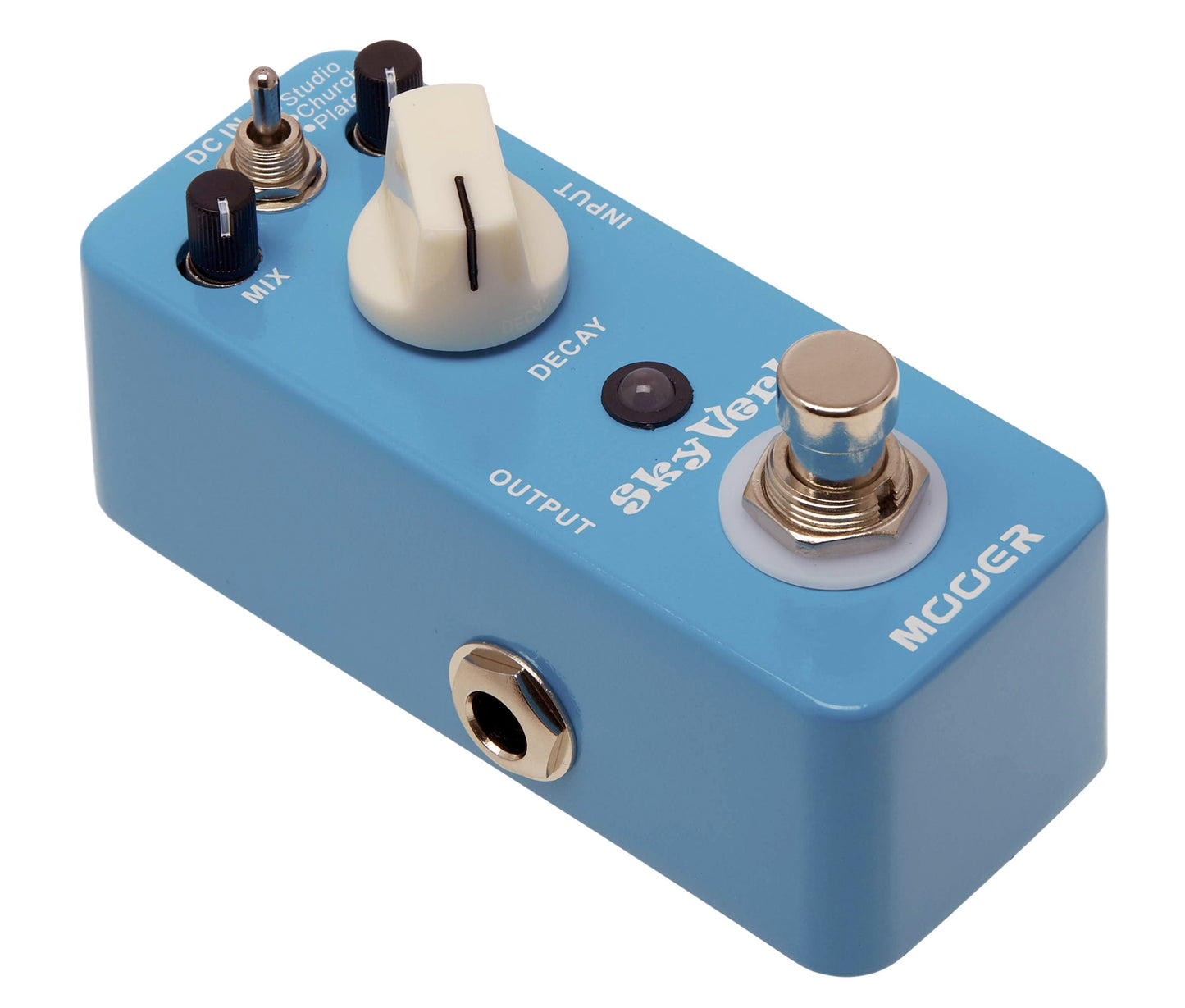 Pédale SKYVERB, réverb numérique haute qualité 3 modes (Studio/ Church/ Plate), boîtier métal, true bypass, bleu